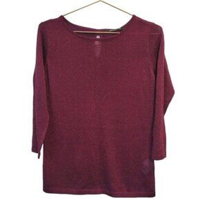 Greenpoint | Light Weight sheer Metallic Sweater Shiny Dark Violet NWT